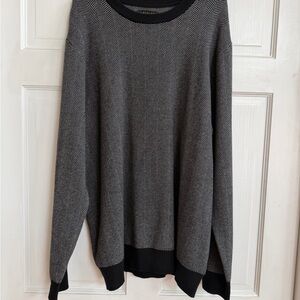 Men's Herringbone Crewneck Sweater - Black & Gray